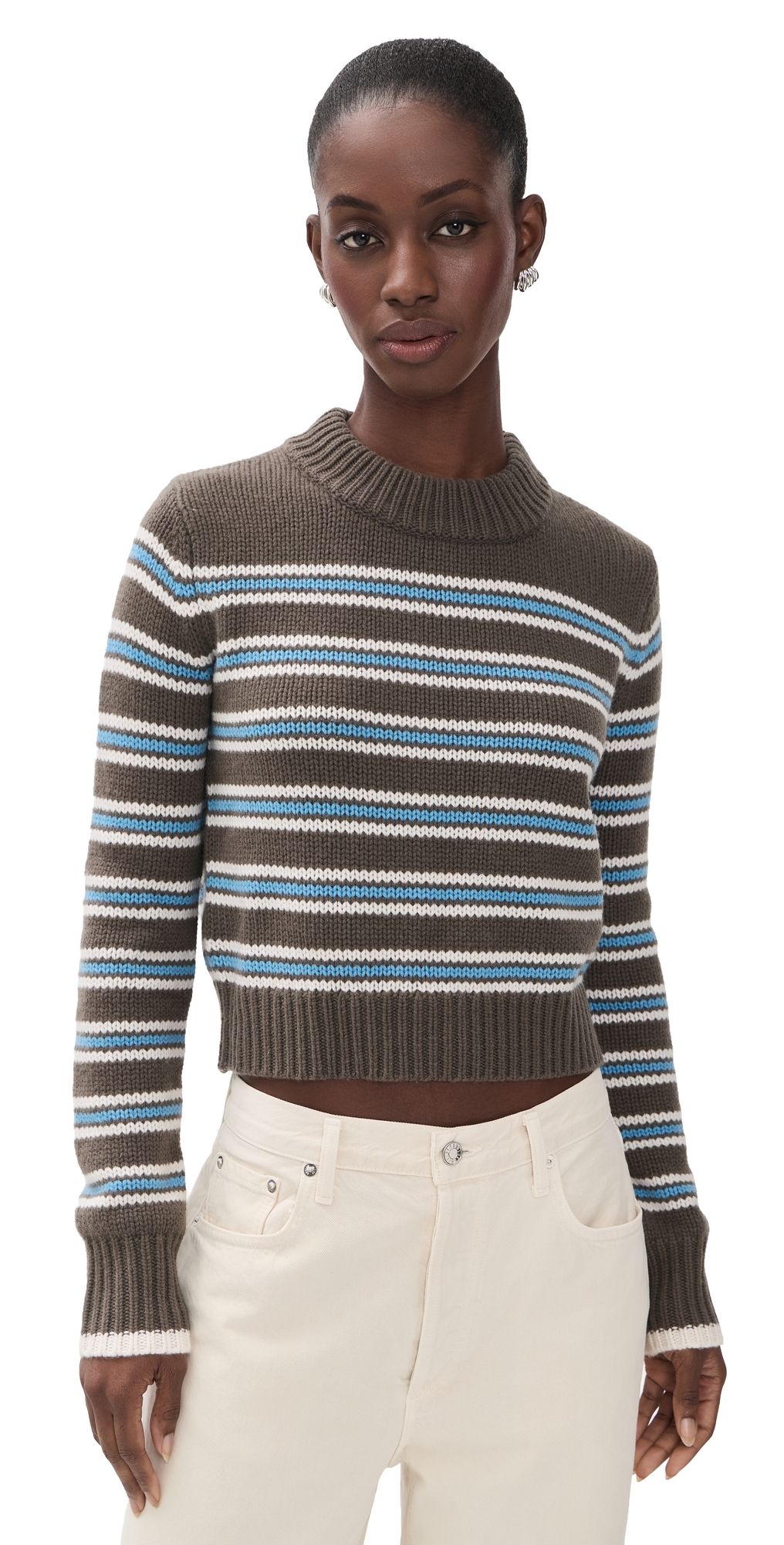 La Ligne Mini Marin Sweater Heathered Taupe/Cream/Cerulean XXS
