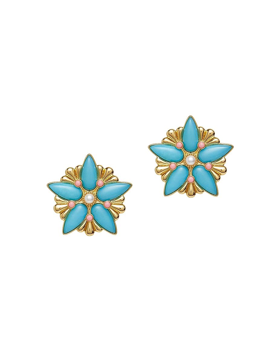 Women's Astra 14K-Gold-Plated, Turquoise & Imitation Pearl Drop Earrings - Azure