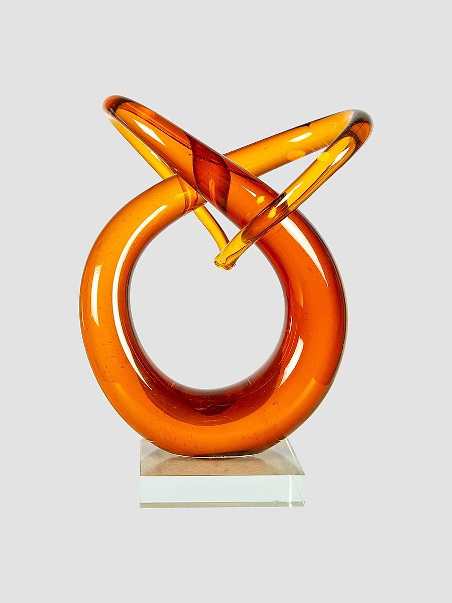Amber Orbit Glass Sculpture - Orange