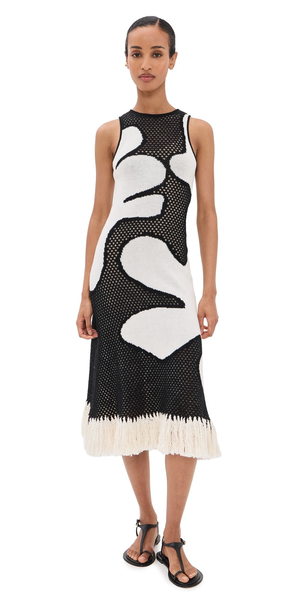 De Loreta Gardenia Dress Black White XS