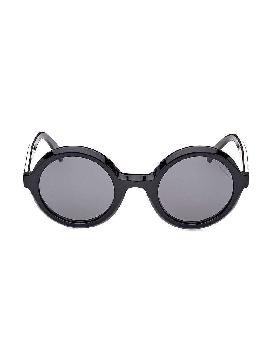 Women's Moncler-Orbit 50MM Round Sunglasses - Black