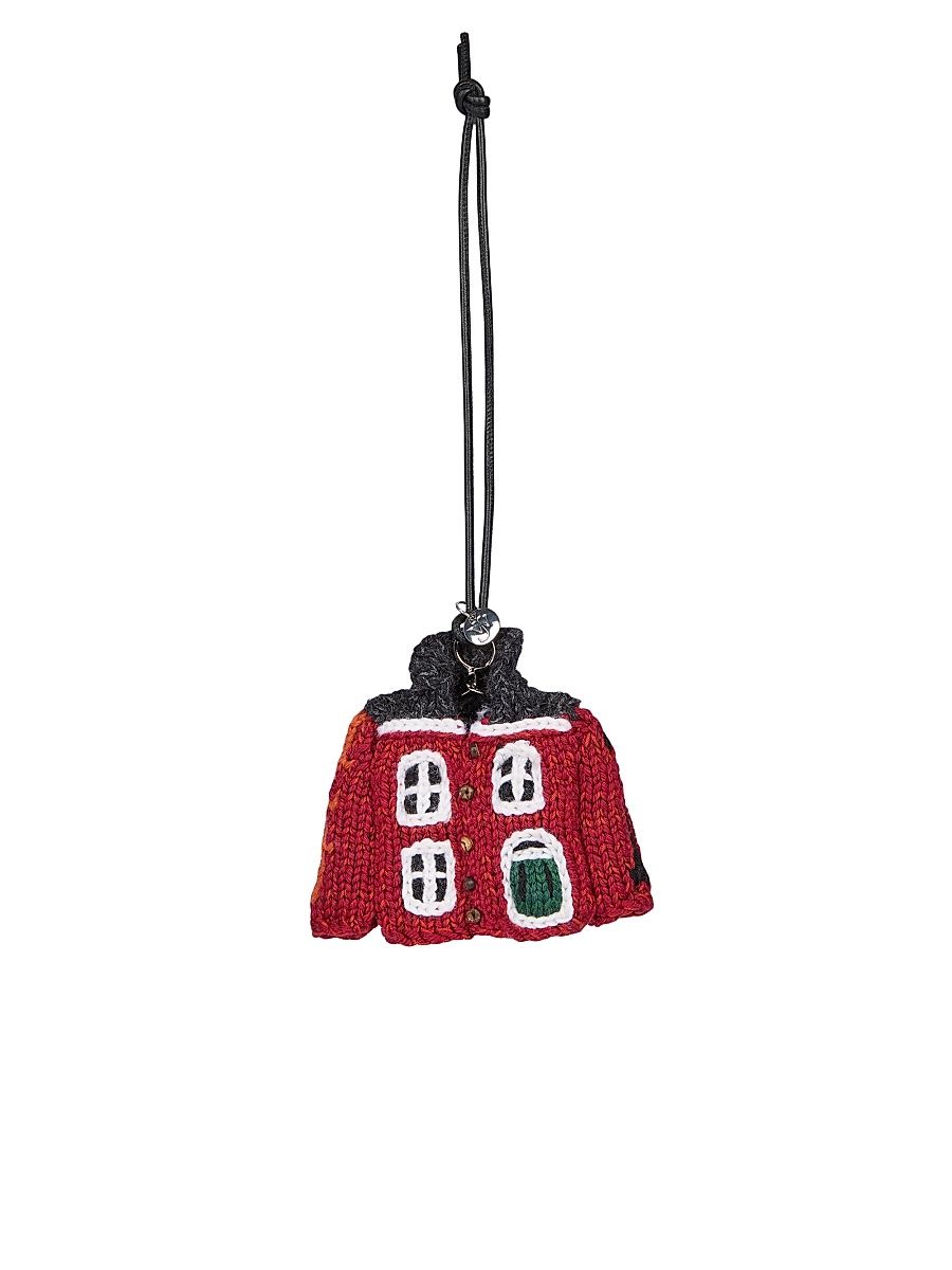 Women's House Cardigan Wool-Blend Bag Charm - Dark Brown