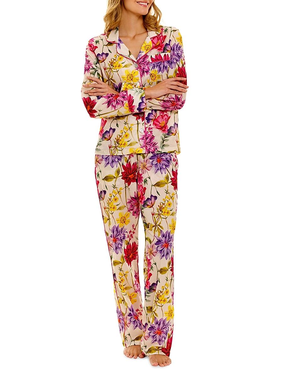 Women's Emma Wind 2-Piece Cotton Pajama Set - White - Size Large