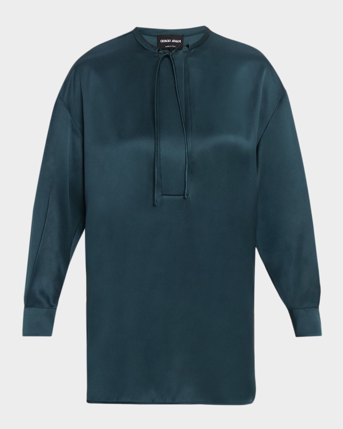 Long-Sleeve Silk Tunic Shirt