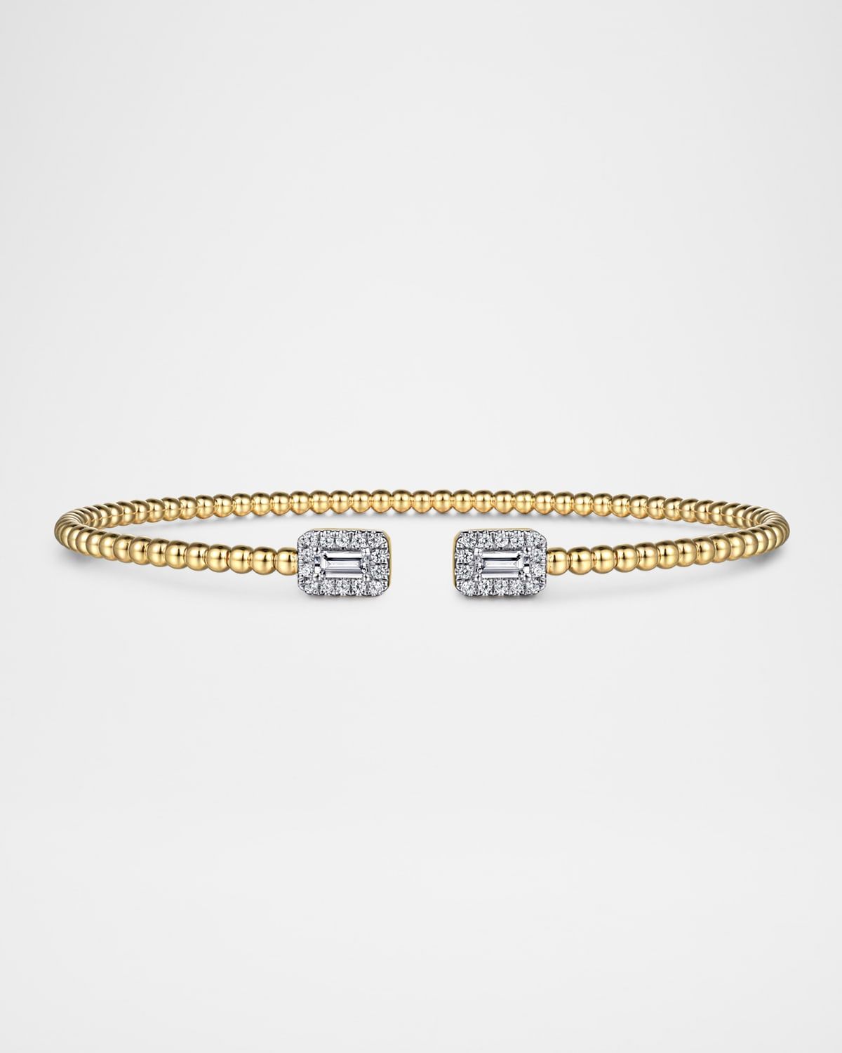 14K Gold Bujukan Open Cuff Bracelet with Diamond Baguettes