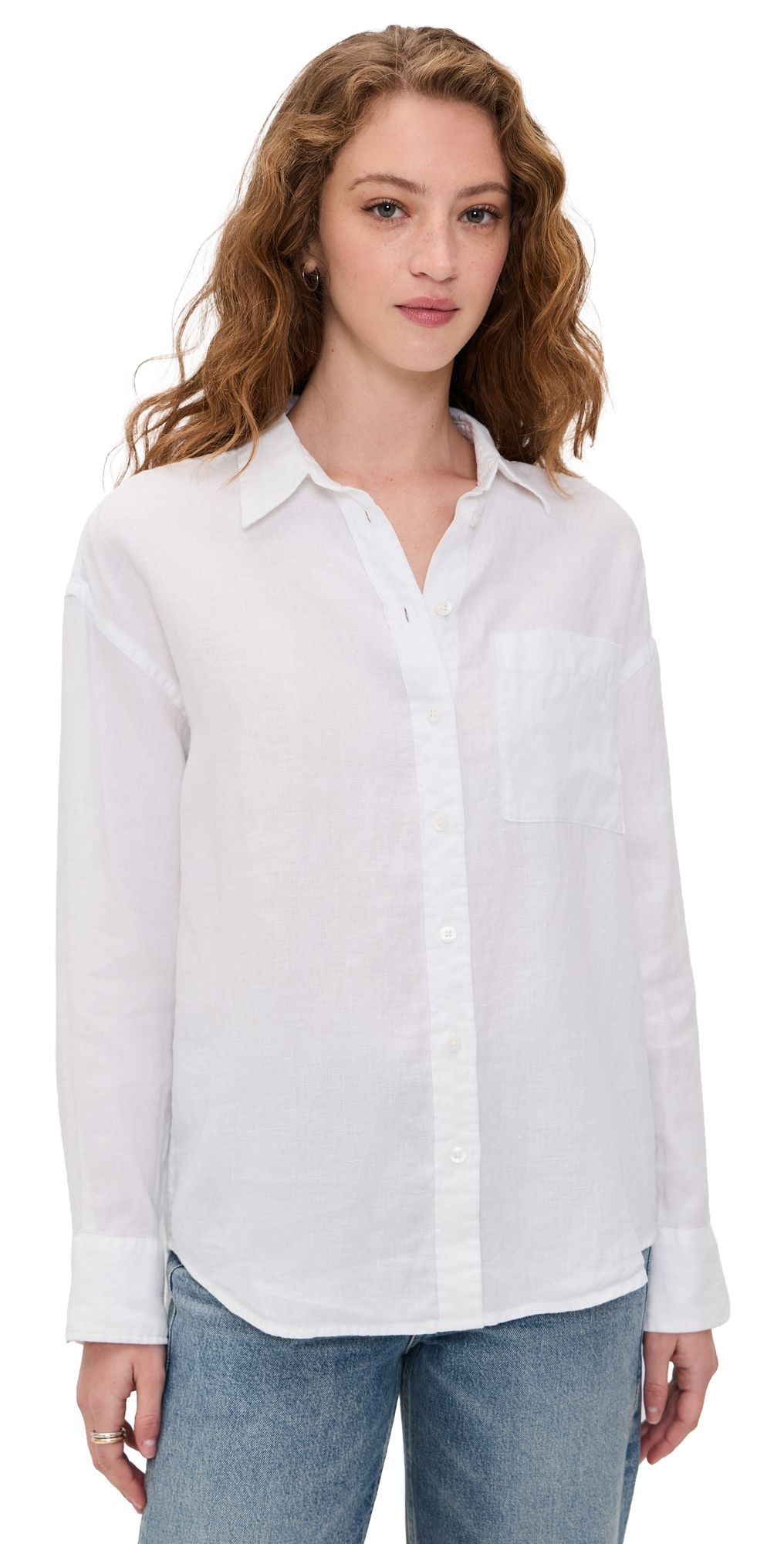 Faherty Laguna Linen Relaxed Shirt White L