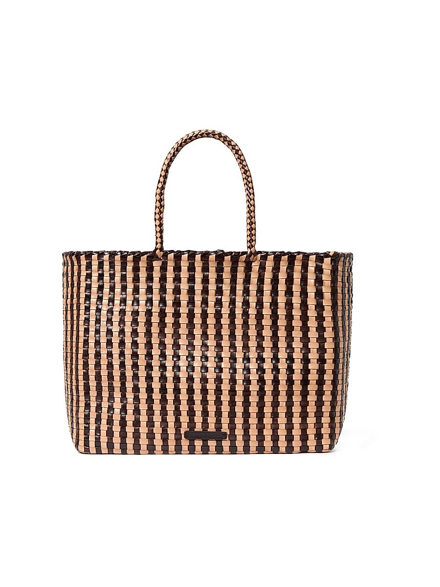 Women's Klara Woven Leather Tote Bag - Chocolate Desert