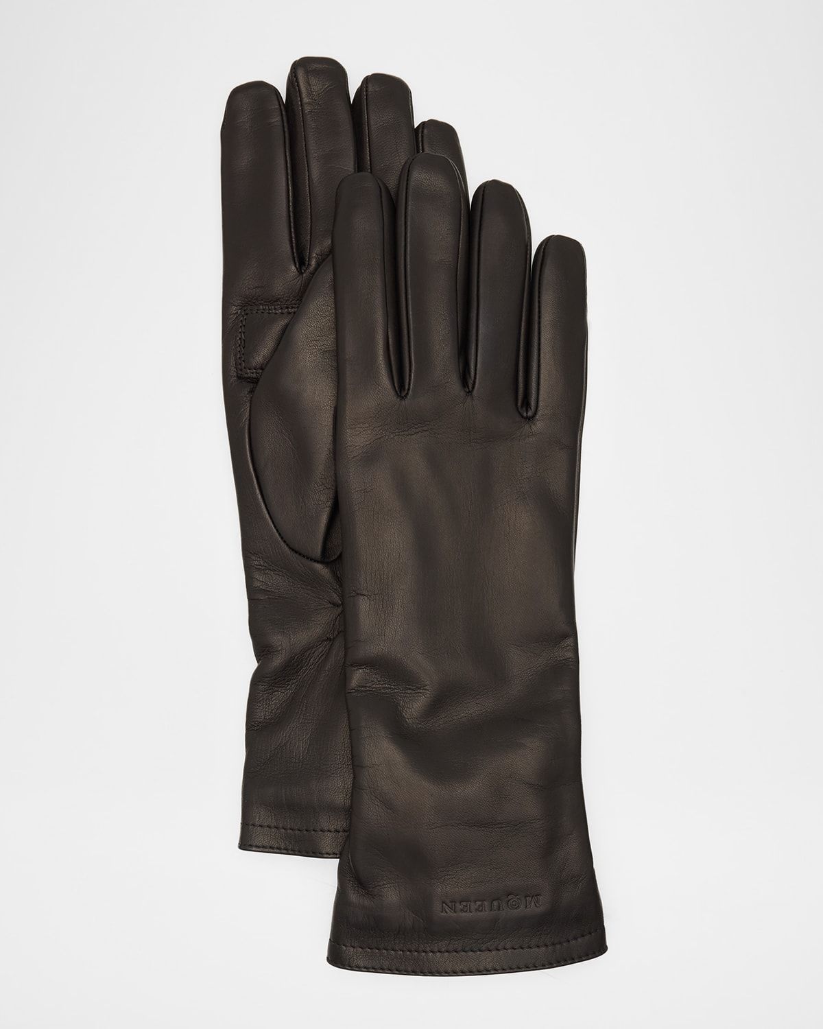 Men & apos;s Embossed Logo Leather Gloves