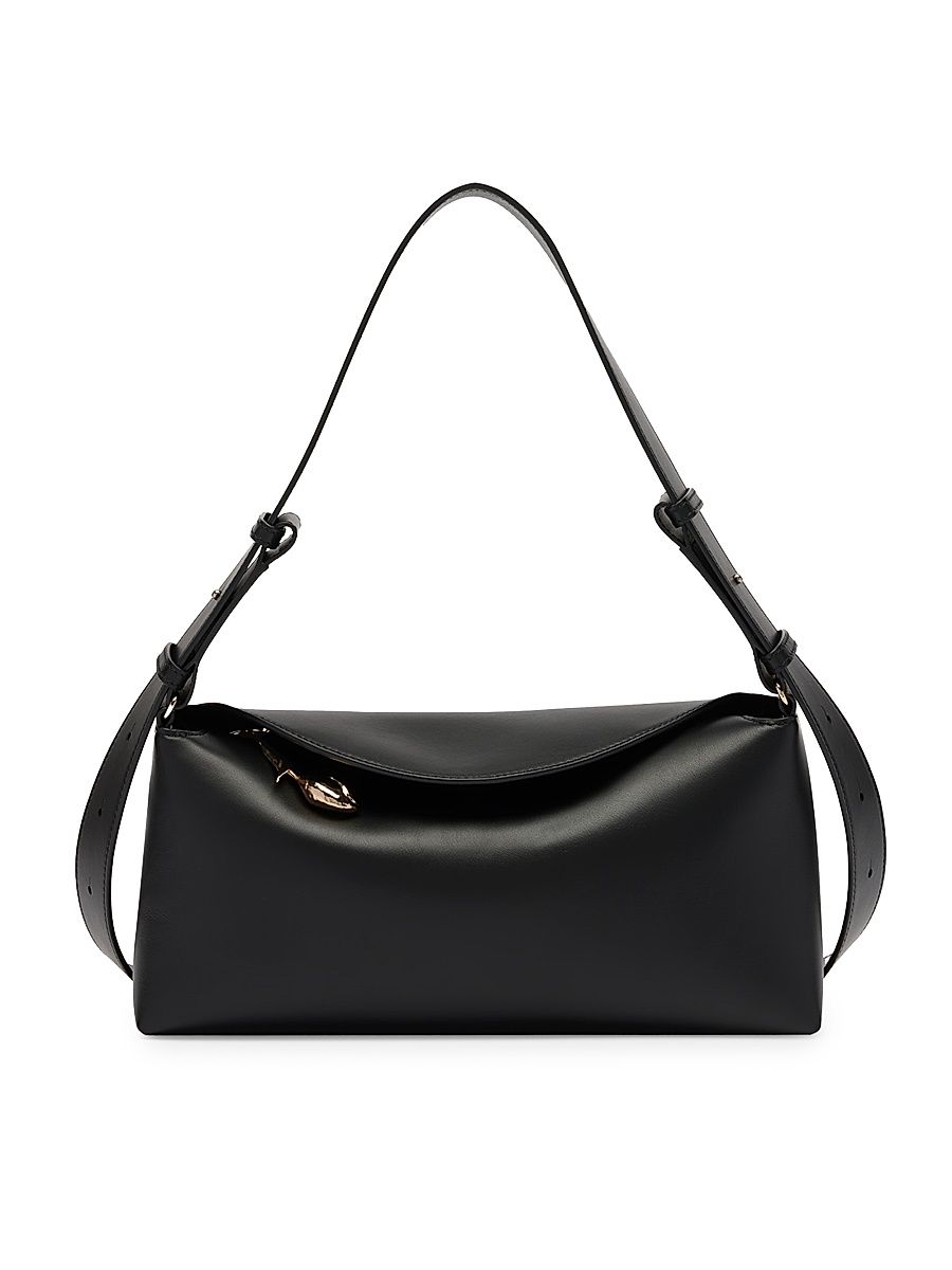 Women's Bloom Leather East-West Shoulder Bag - Black