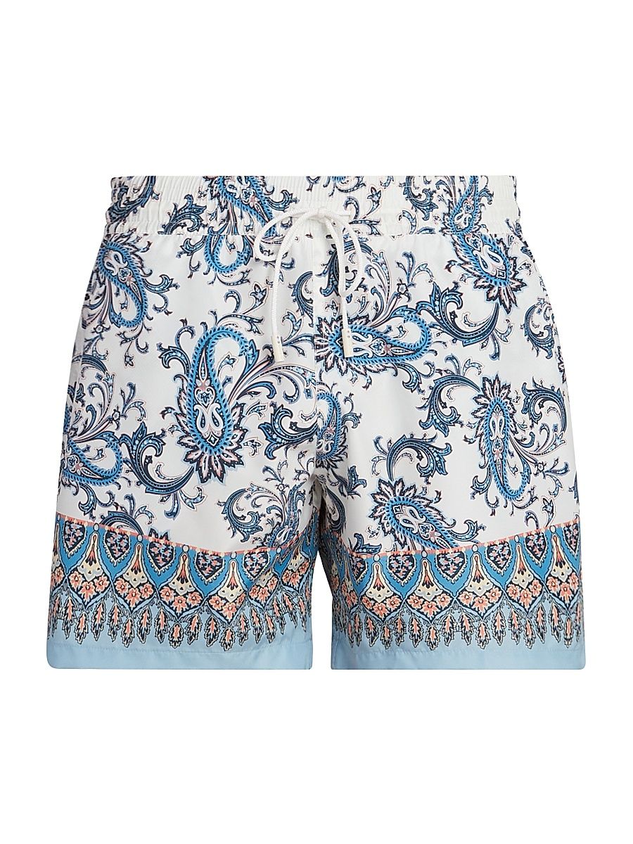 Men's Paisley Print Swim Trunks - Printed Azure Base - Size XL