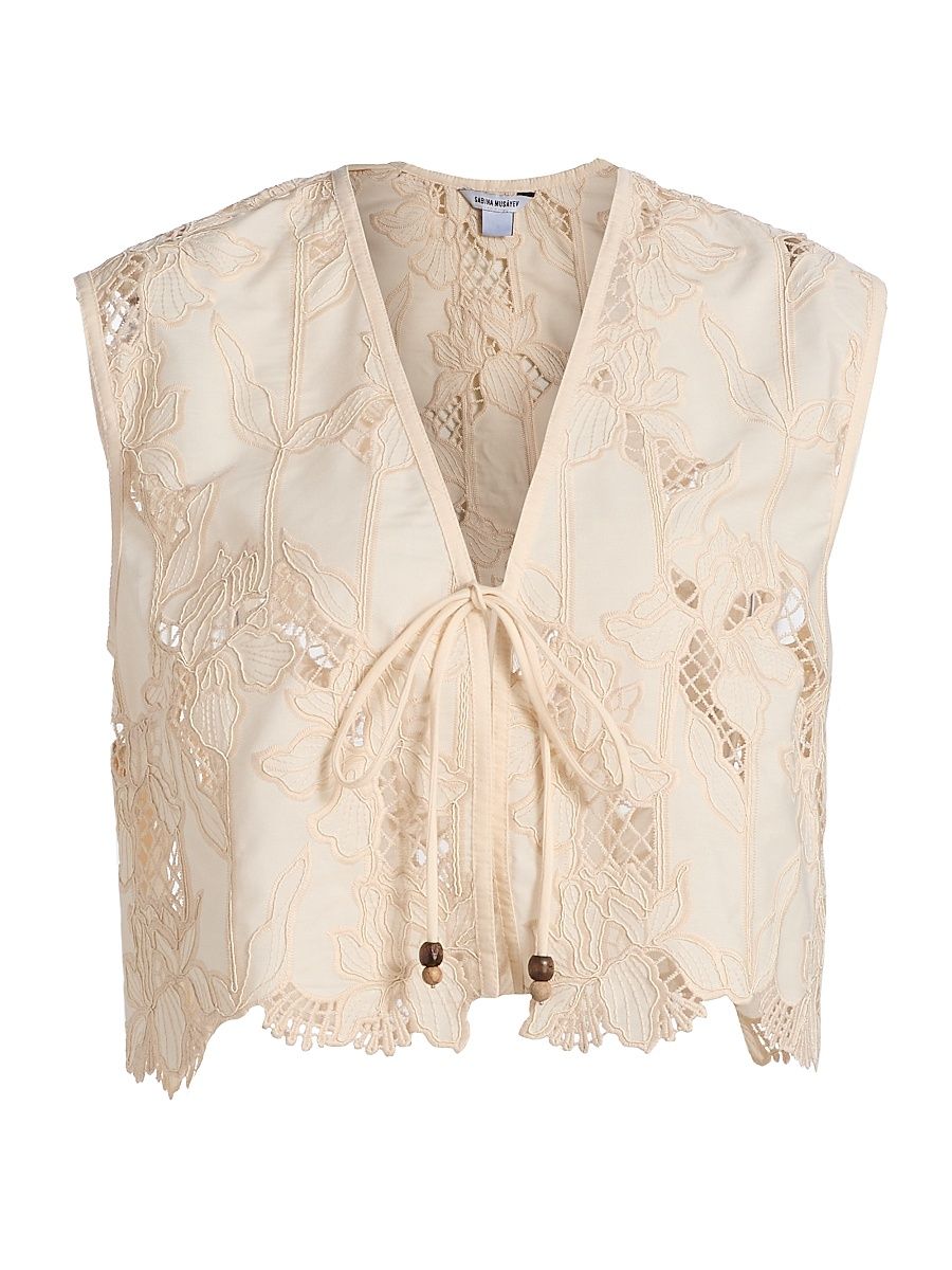 Women's Sorrento Guipure Lace Vest - Ivory - Size XS