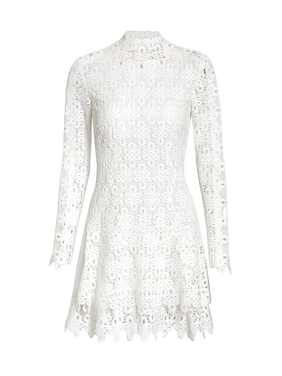 Women's Guipure Lace Dress - White - Size 0