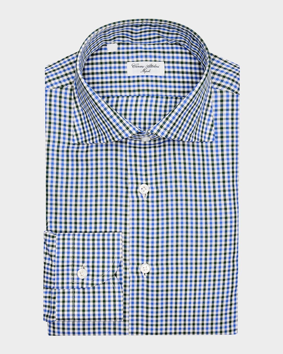 Men & apos;s Cotton Micro-Gingham Spread-Collar Sport Shirt
