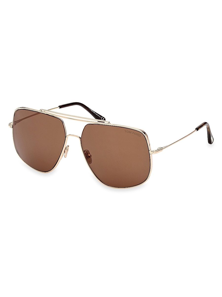 Men's Liam 61MM Square Metal Sunglasses - Shiny Rose Gold