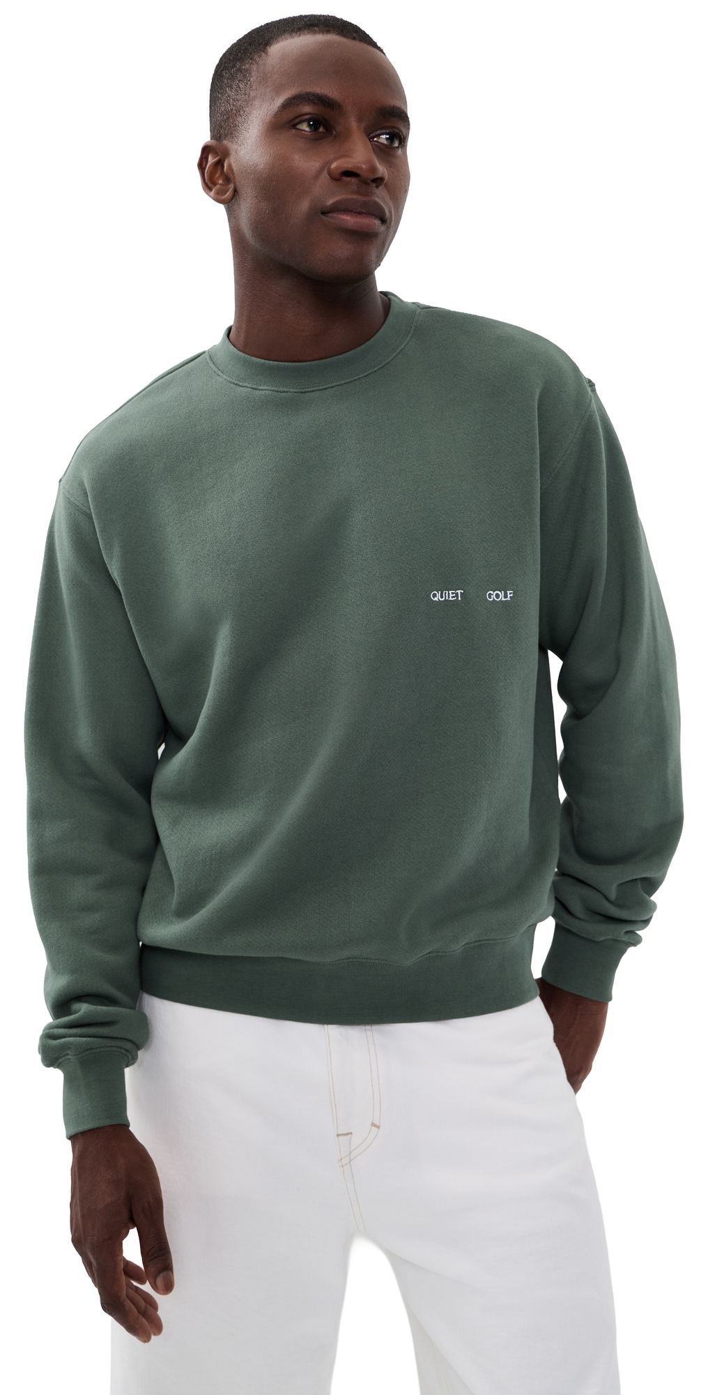 Quiet Golf Wordmark Crew Neck Sweatshirt Fern S