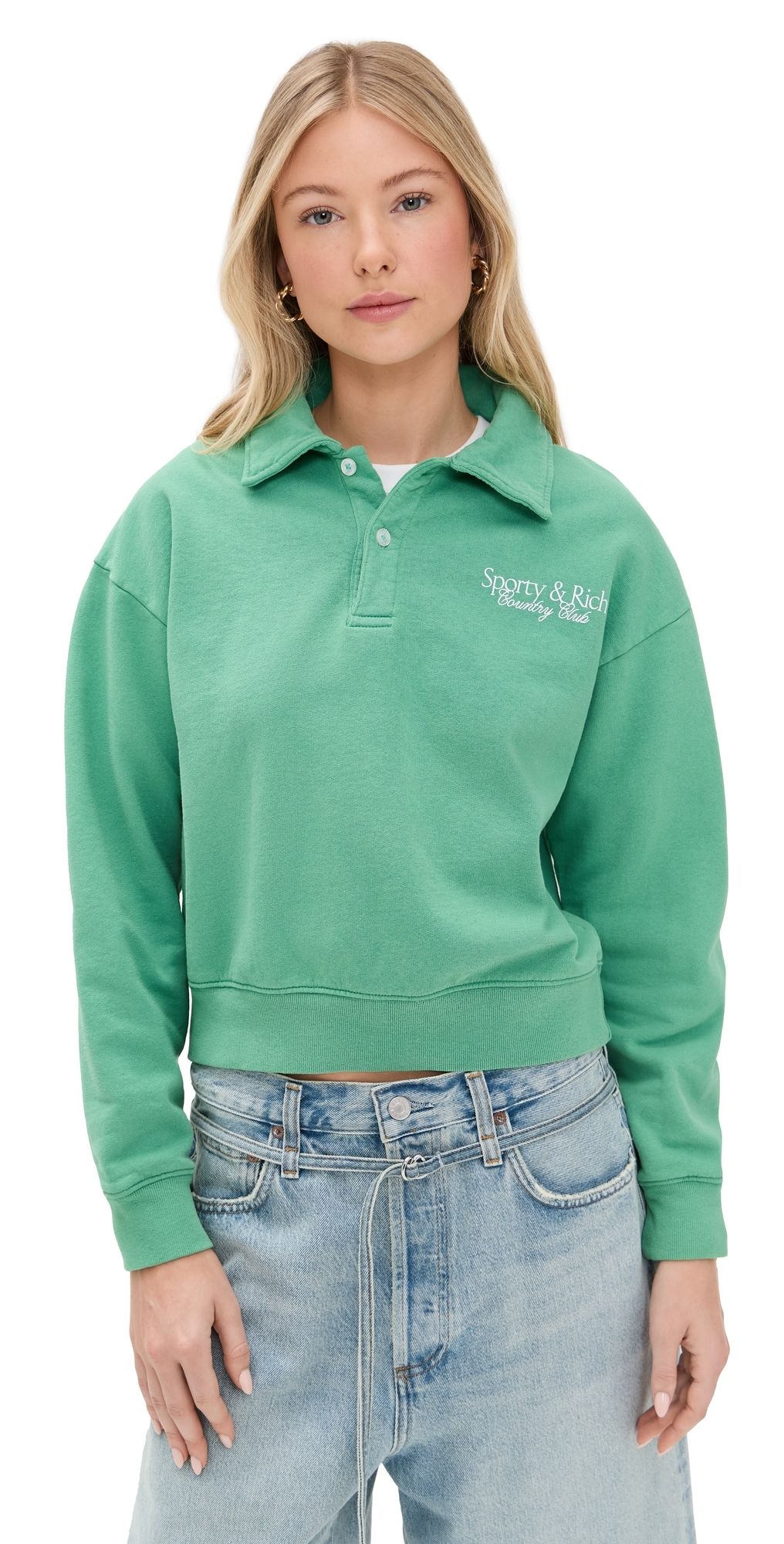 Sporty & Rich SR Country Club Polo Verde/White S