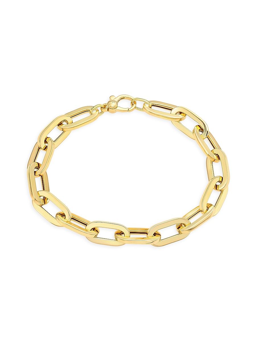 Women's 18K Yellow Gold Flat Oval-Link Chain Bracelet - Yellow Gold - Size 7