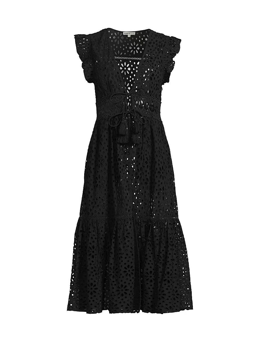 Change of Scenery Women's Lauren Eyelet Cover-Up Dress - Black - Size Small