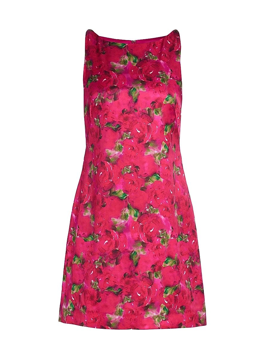 Women's Alba Floral Silk-Blend Minidress - Magenta Rosebud - Size 12