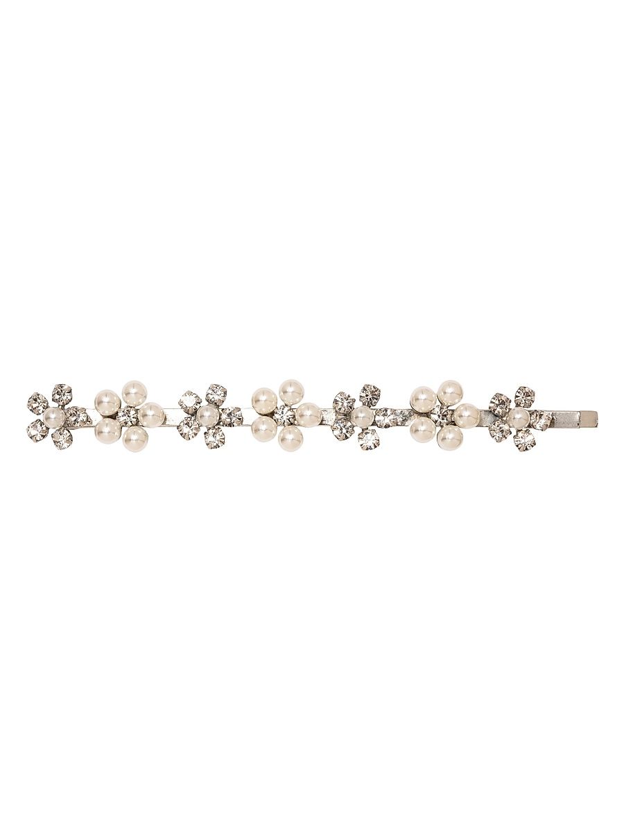 Women's Zaya Rhodium-Plated, Imitation Pearl & Crystal Barrette - Silver Pearl
