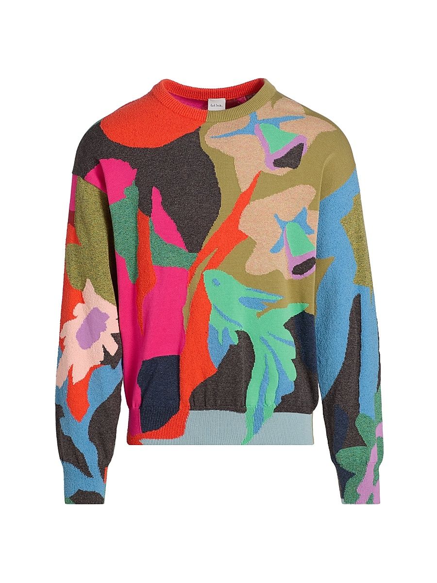 Men's Fish Cotton-Nylon Crewneck Sweater - Size Small