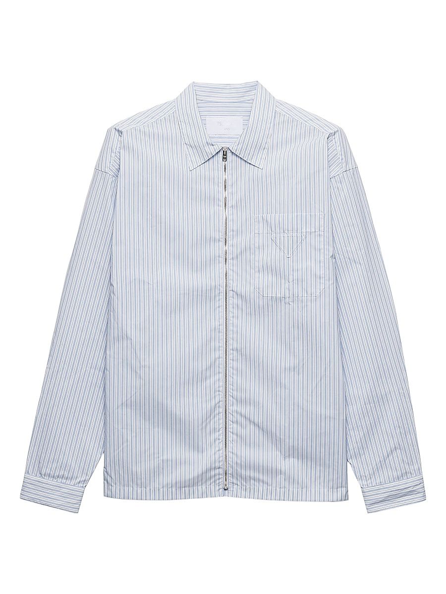 Men's Re-Nylon Zipper Shirt - White Blue - Size XL