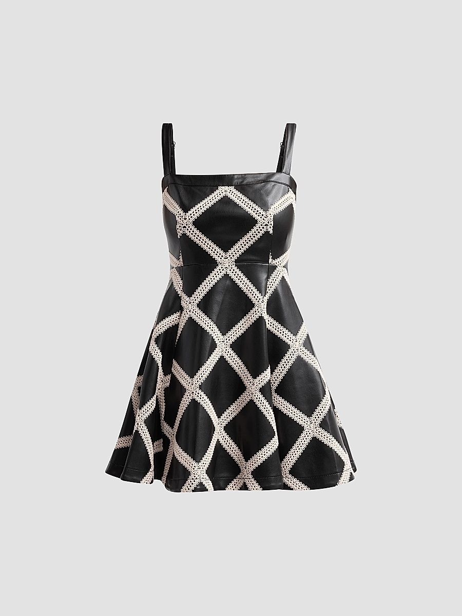Women's Jelena Faux Leather Mini Dress - Black Gardenia - Size 12