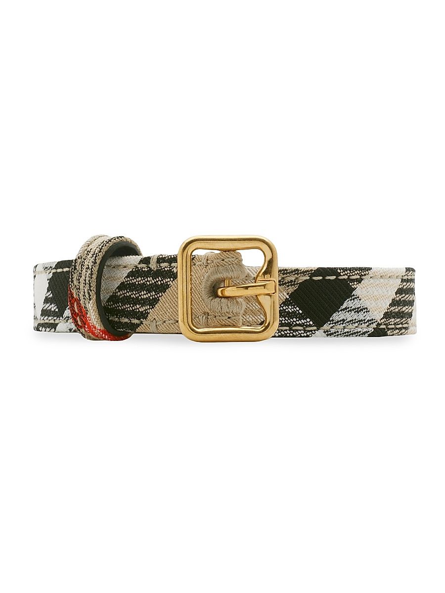 Women's Woven Check Belt - Sand Check - Size Small