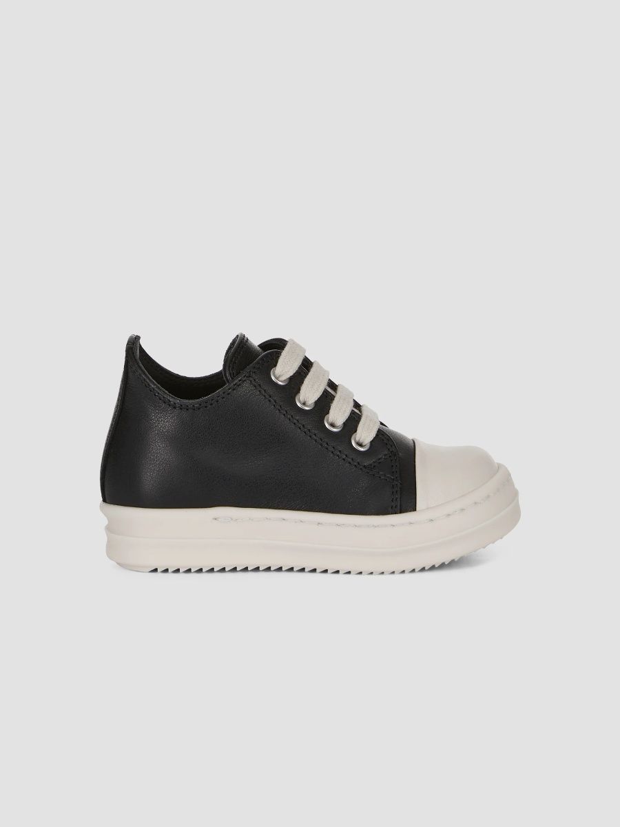 Rick Owens Unisex Baby's Leather Low-Top Sneakers - Black And Milk - Size 4 (Baby)