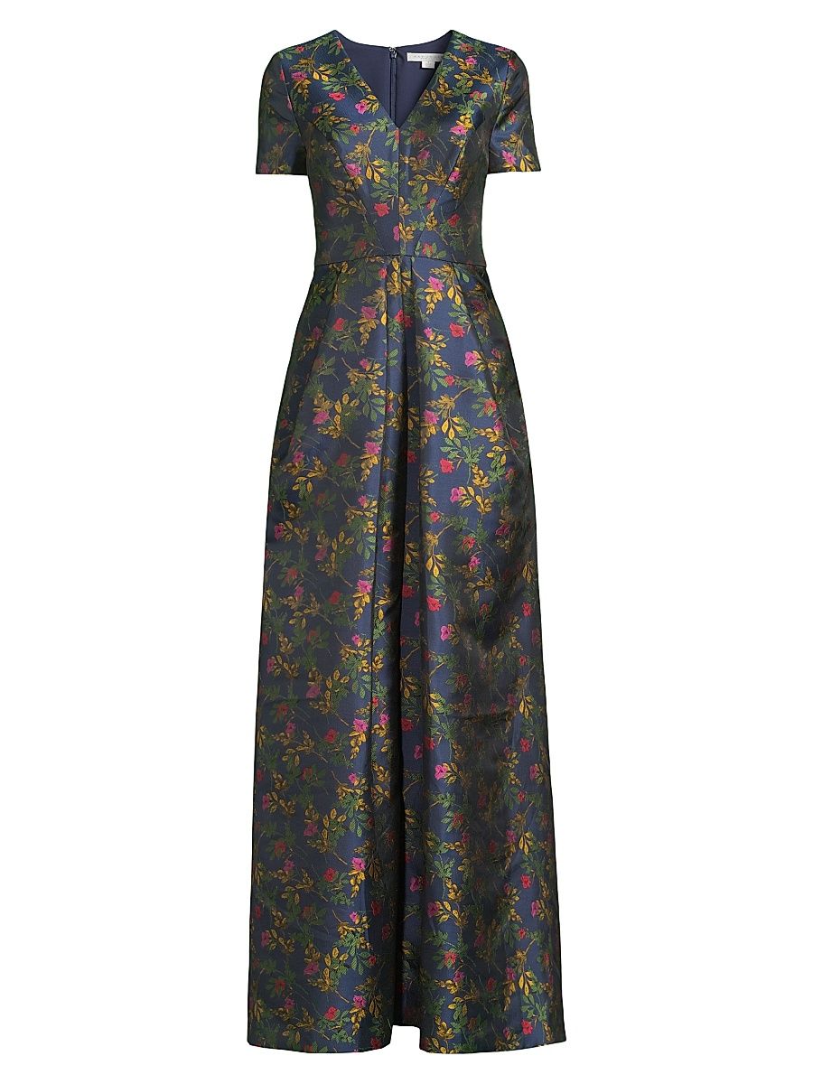 Women's Rochelle Floral V-Neck Gown - Blue Opal - Size 4