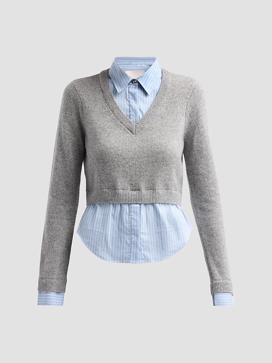Women's Renna Layered Sweater - Heather Grey - Size XXS