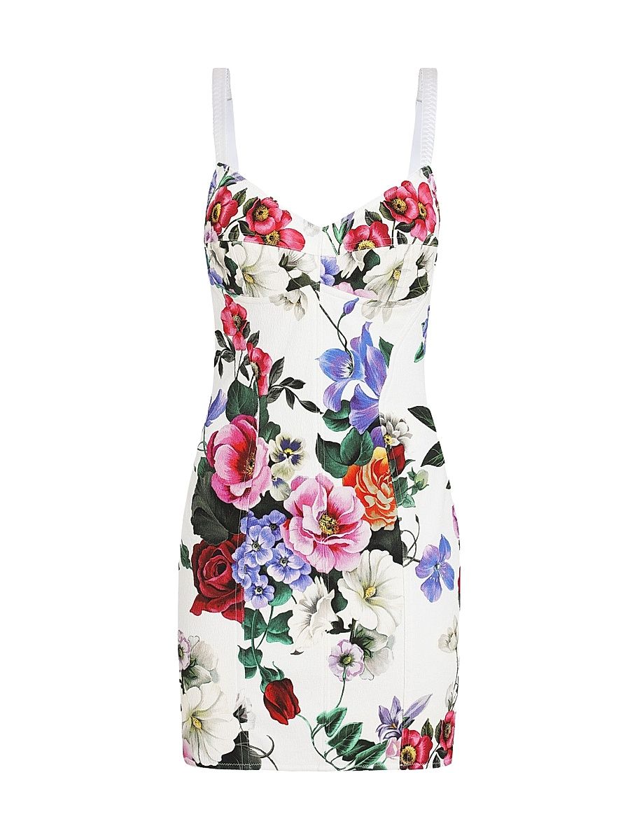 Women's Floral Cotton-Blend Bustier Minidress - Mix Fiori Cretonne - Size 8