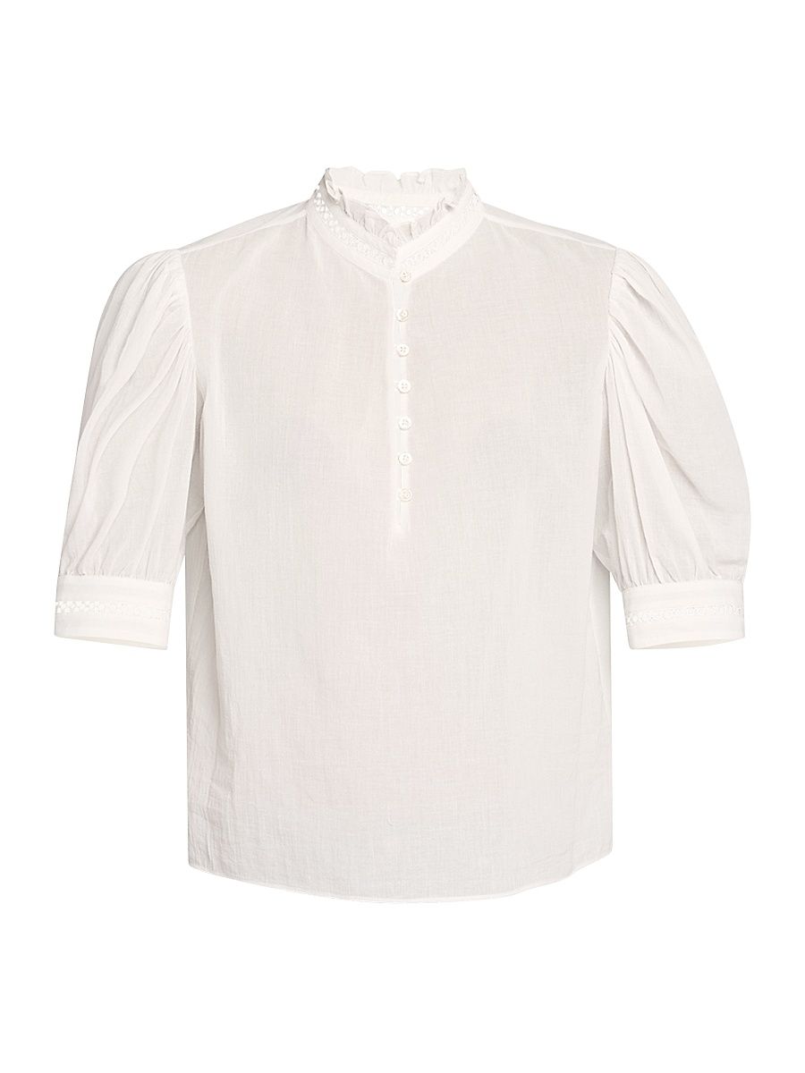 Women's The Ruffle Collar Poplin Top - White - Size XL