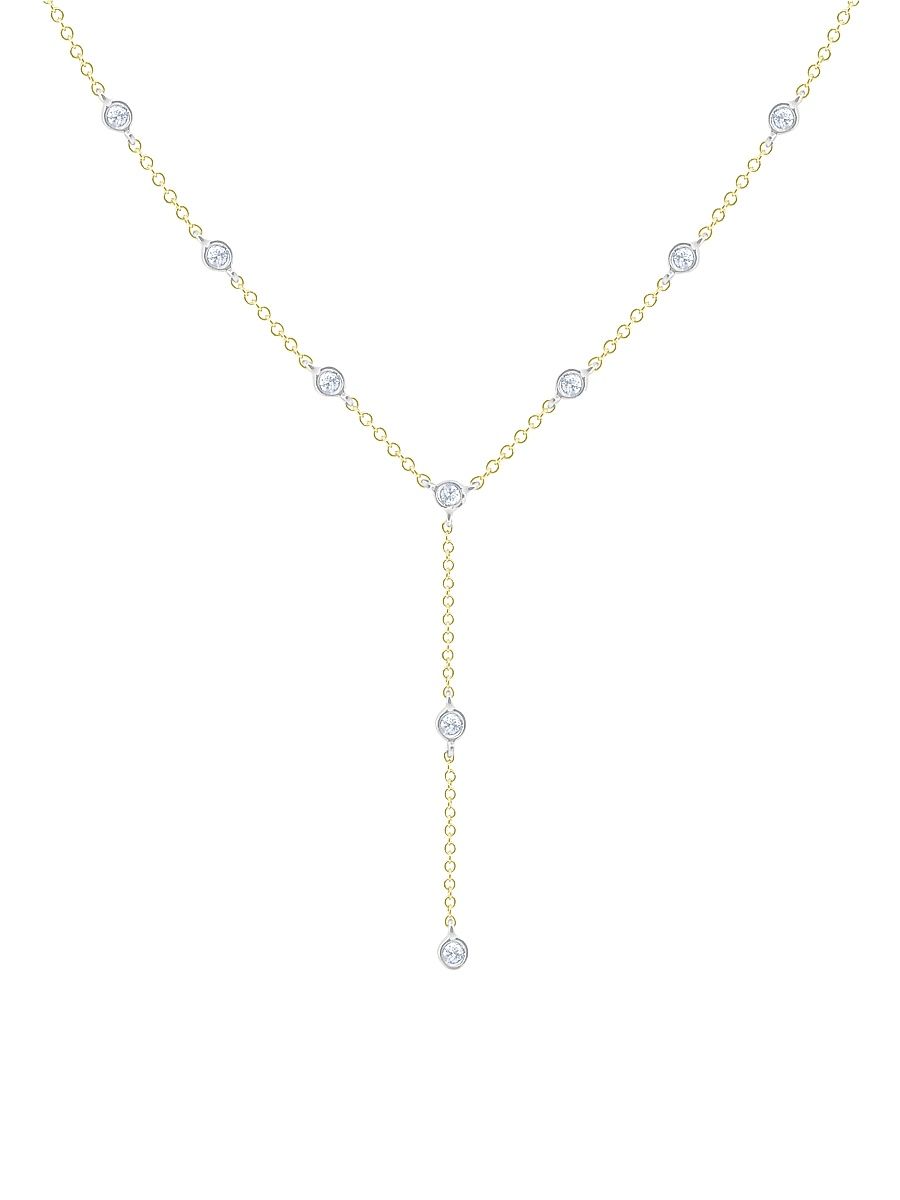 Women's Two-Tone 14K Gold & 0.17 TCW Diamond Lariat Necklace - Gold