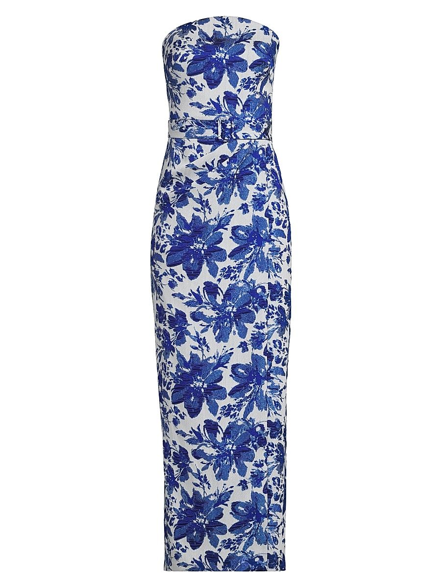 Women's Floral Bandeau Maxi Dress - Rich Royal - Size 8
