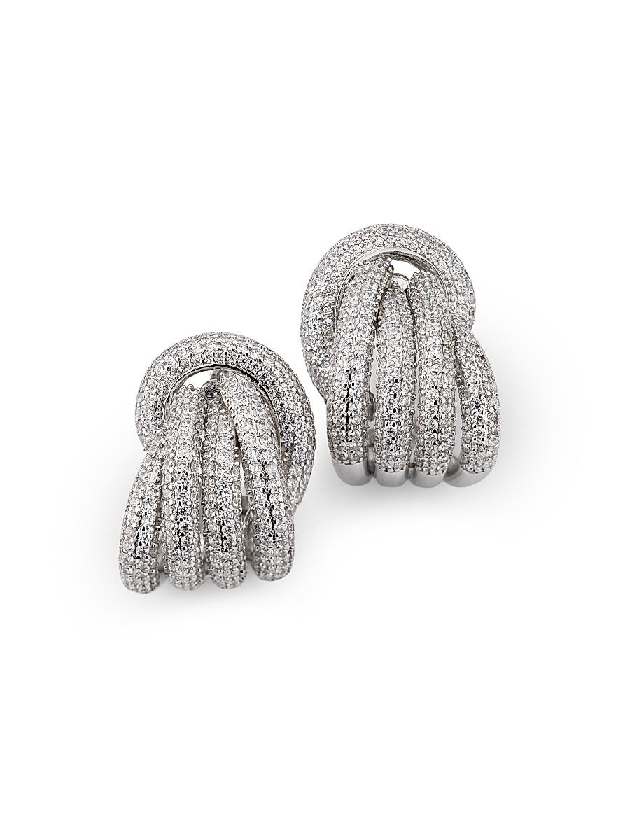 Women's Geneve Sterling Silver & Cubic Zirconia Stud Earrings - Silver