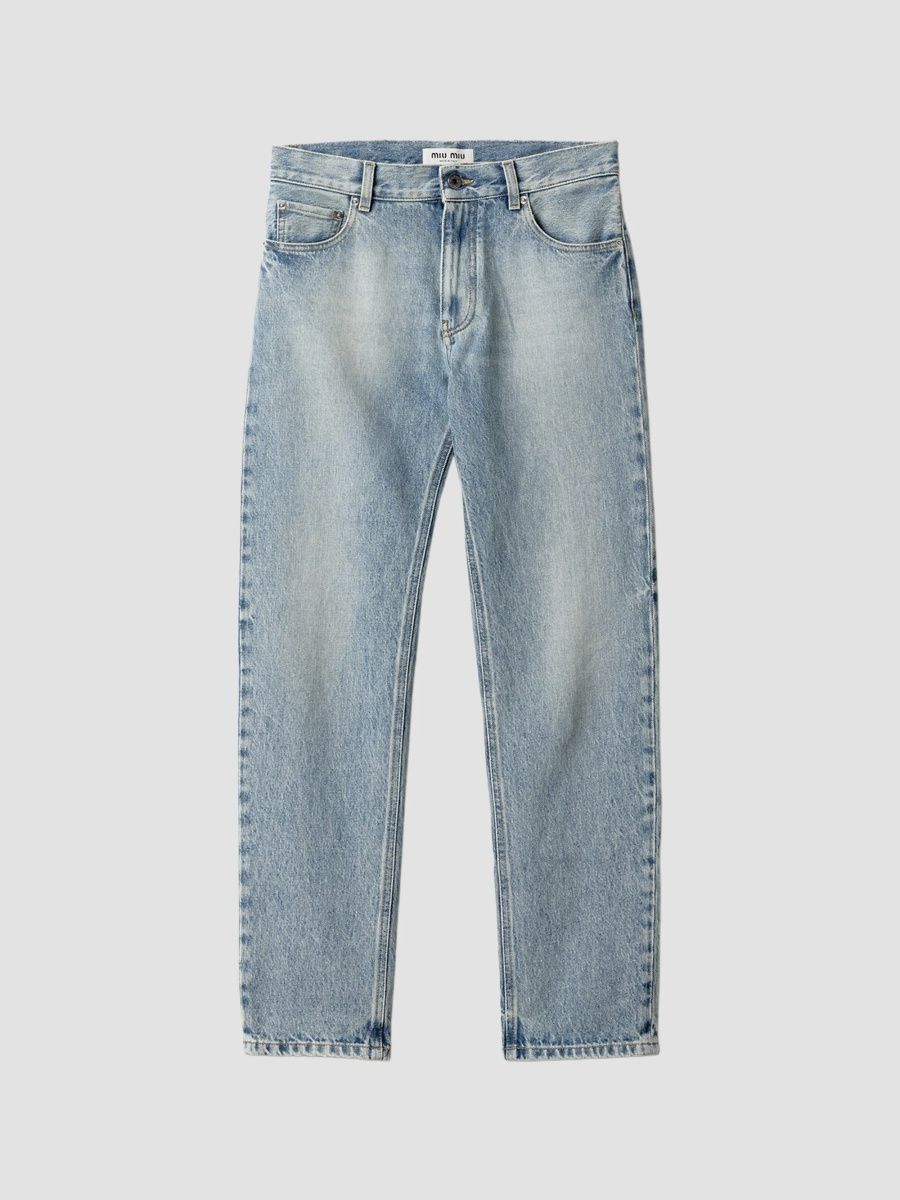 Miu Miu Women's Five-Pocket Washed Denim Jeans - Blue - Size 25