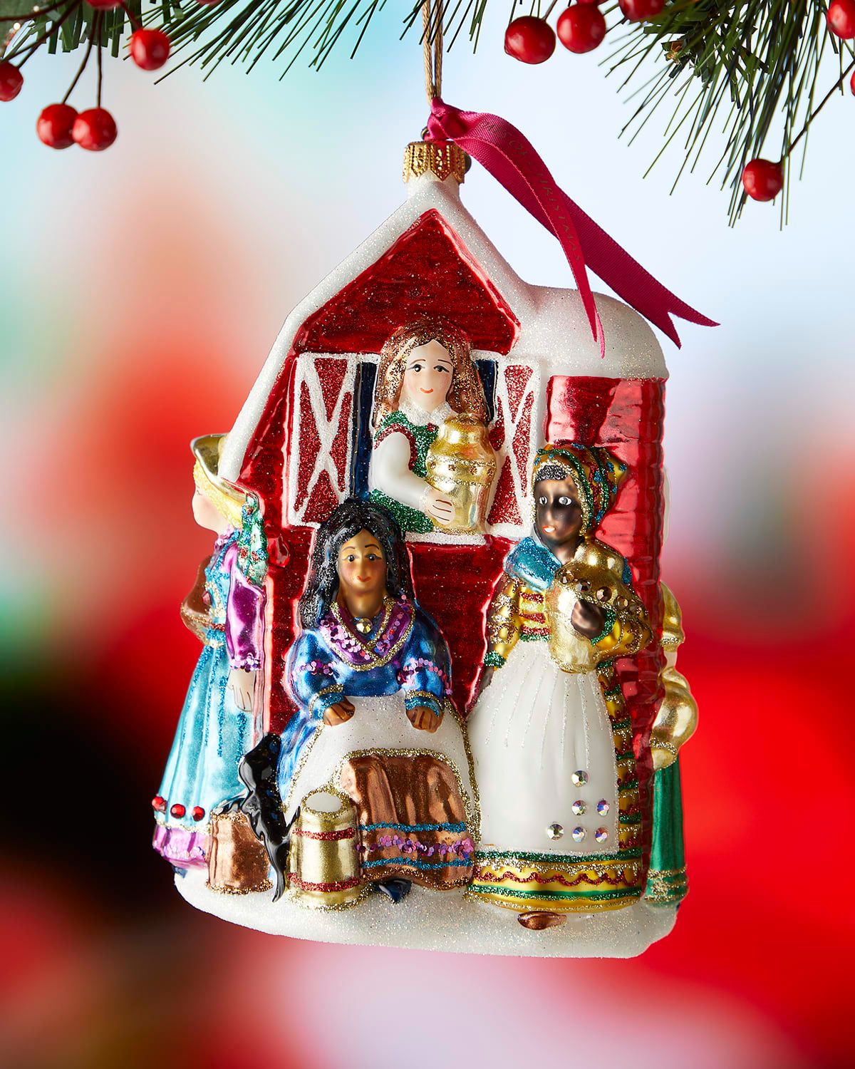 Eight Maids A-Milking Glass Ornament