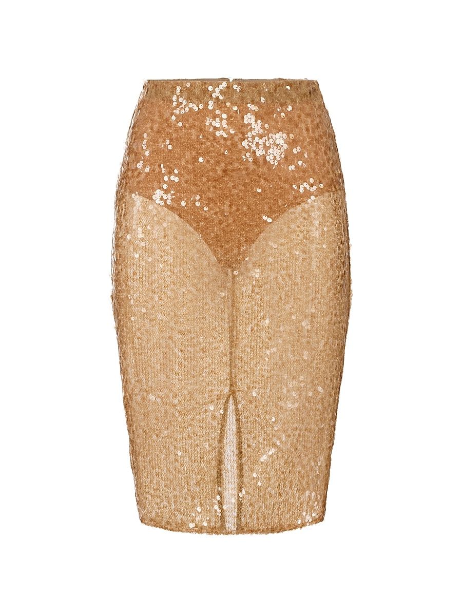 Women's Sheer Sequined Skirt - Honey - Size 4
