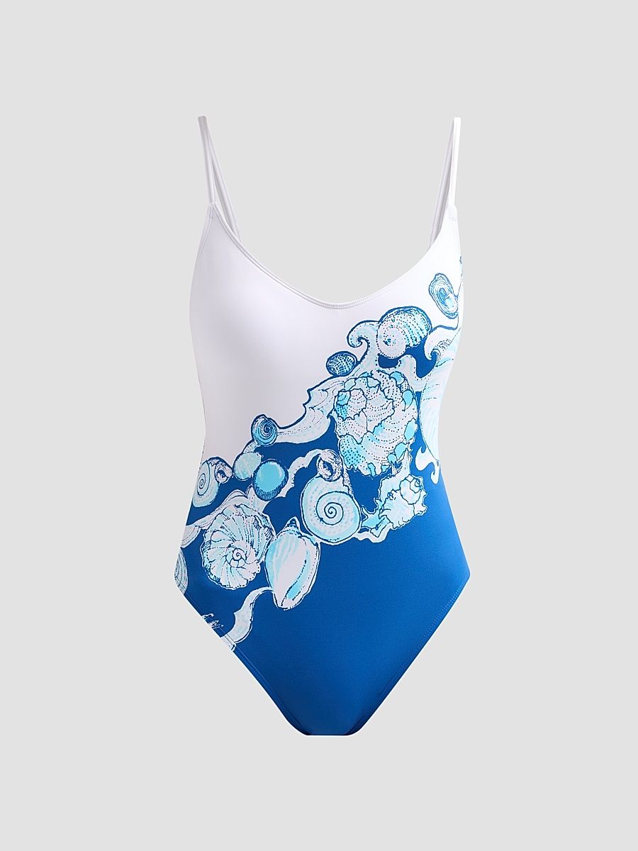 Women's Klynn Seashell Print One-Piece Swimsuit - Resort White - Size 12