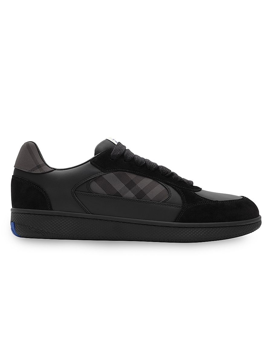 Men's Terrace Check Leather Sneakers - Black - Size 6