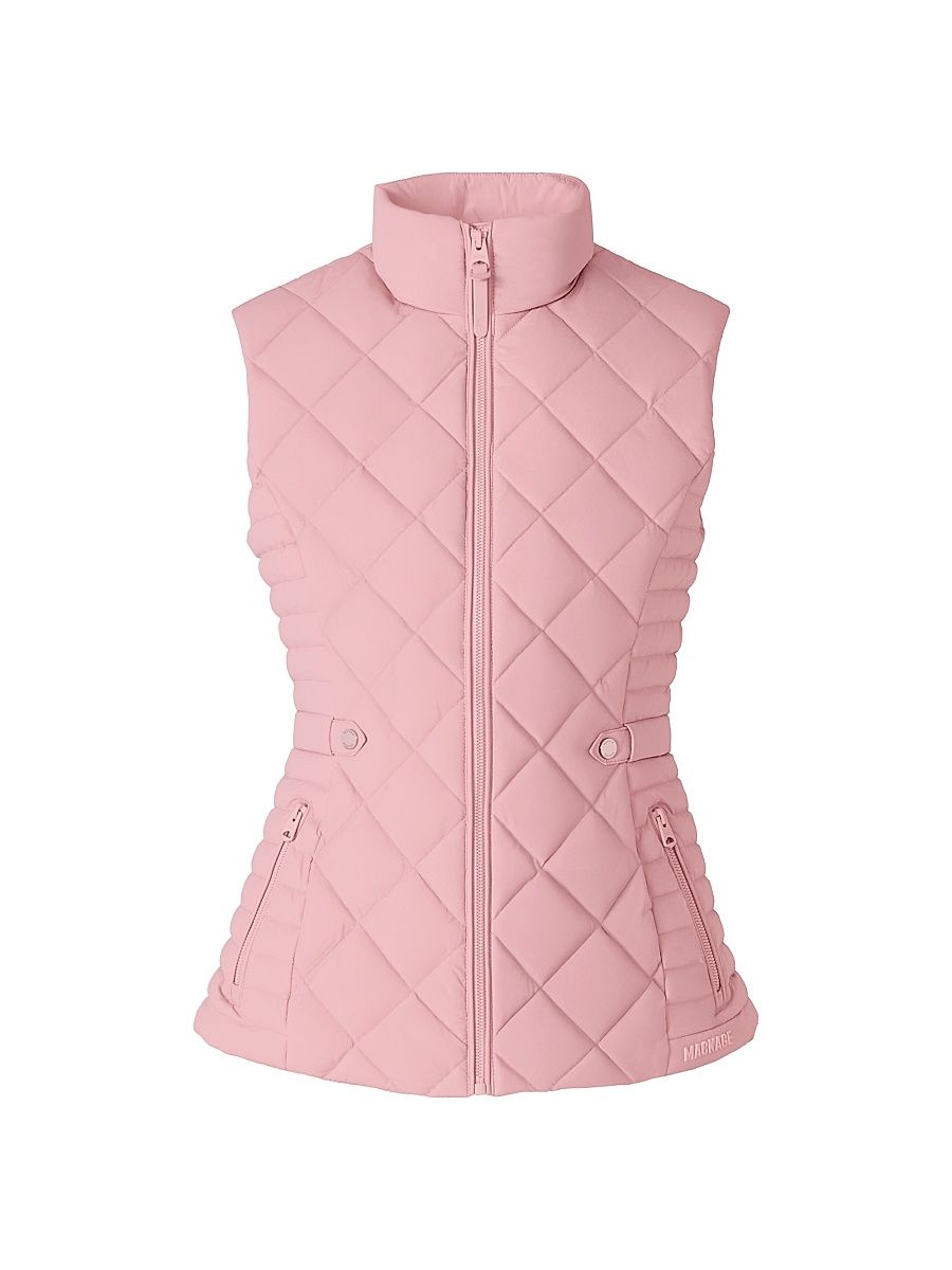Women's Stefania Diamond-Quilted Down Vest - Soft Pink - Size Small