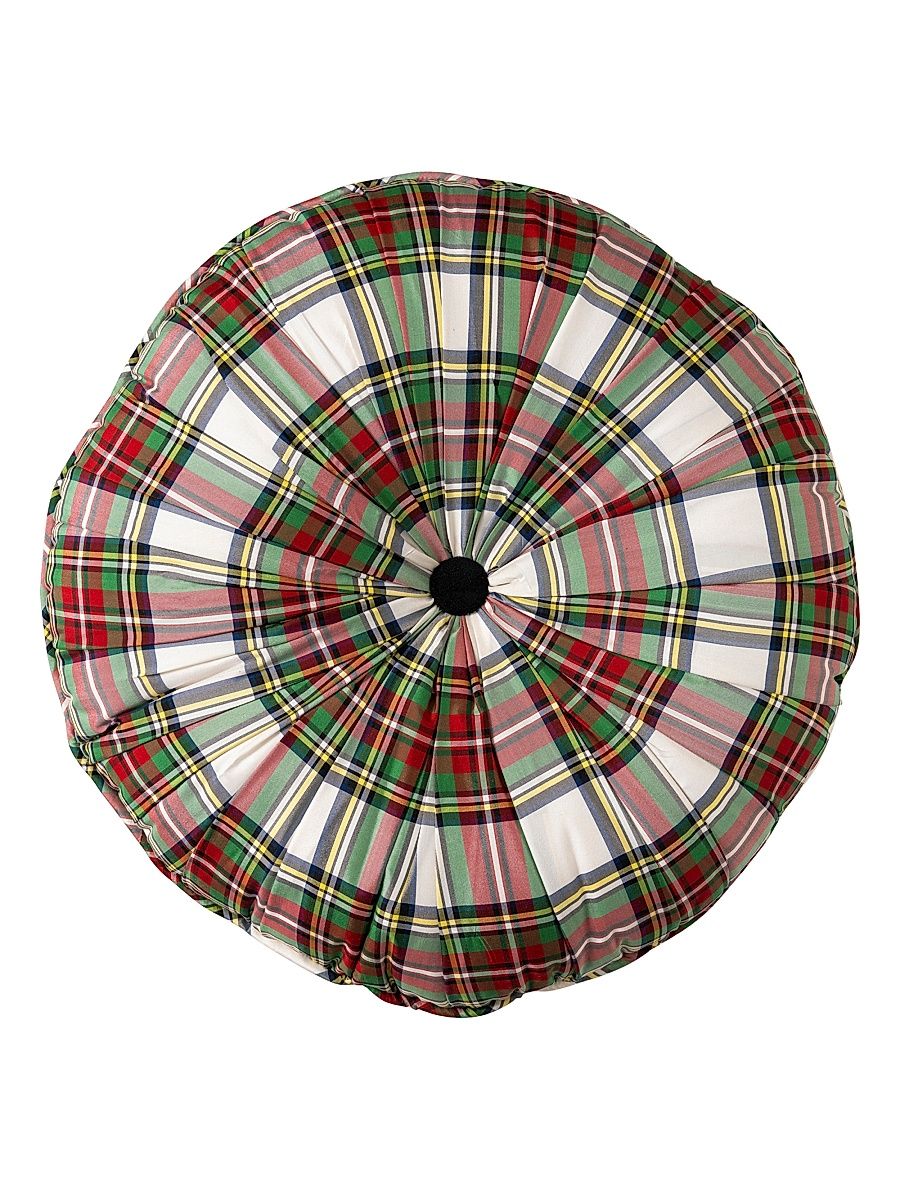 Stewart Tartan Round Throw Pillow - Green