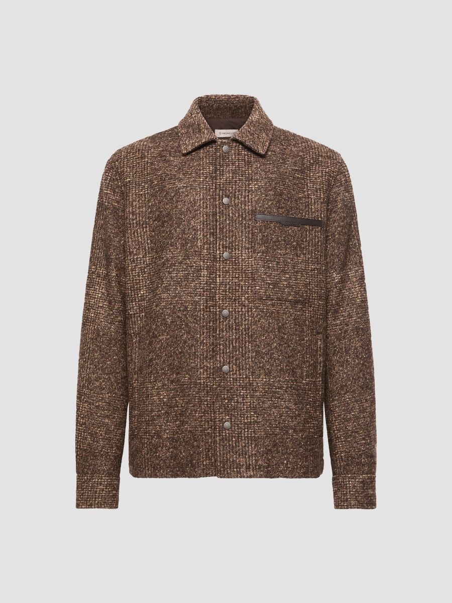 Moncler Men's Shirt Jacket in Jersey - Brown - Size Large