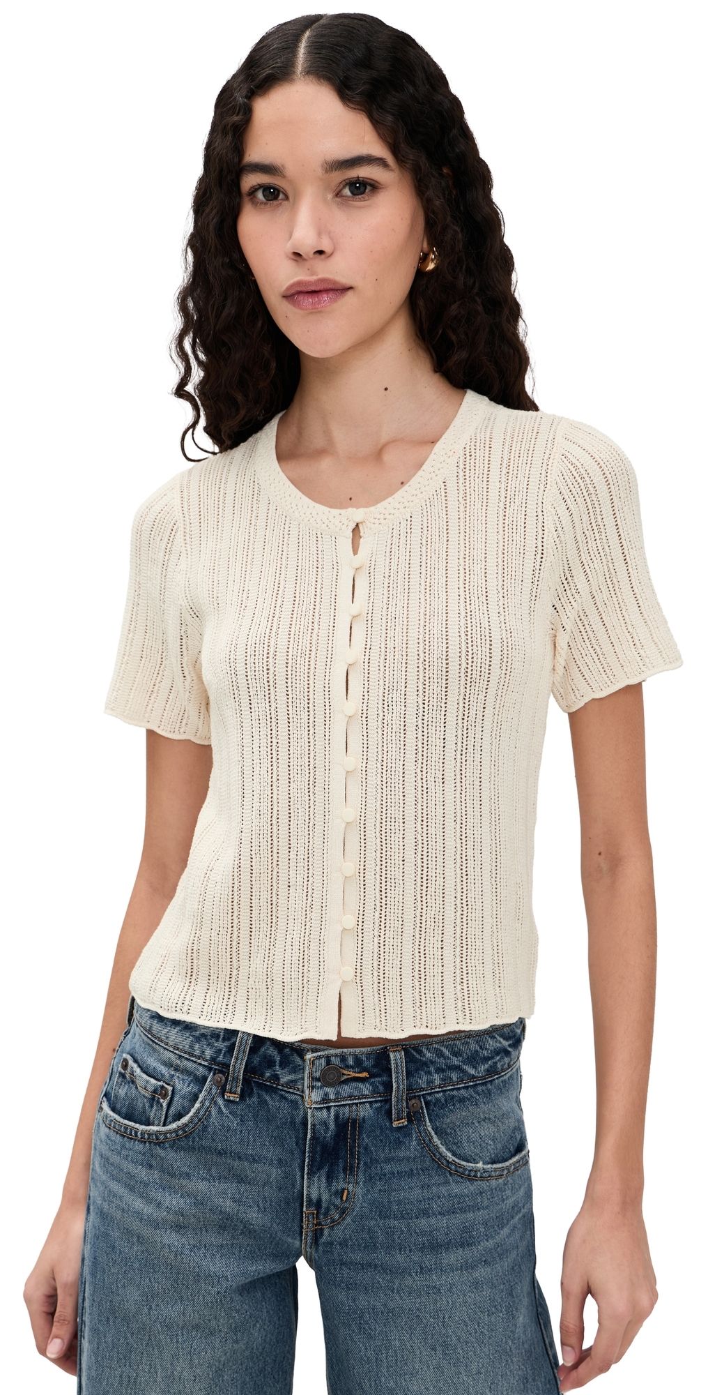 Z Supply Starboard Crochet Top Cloud M