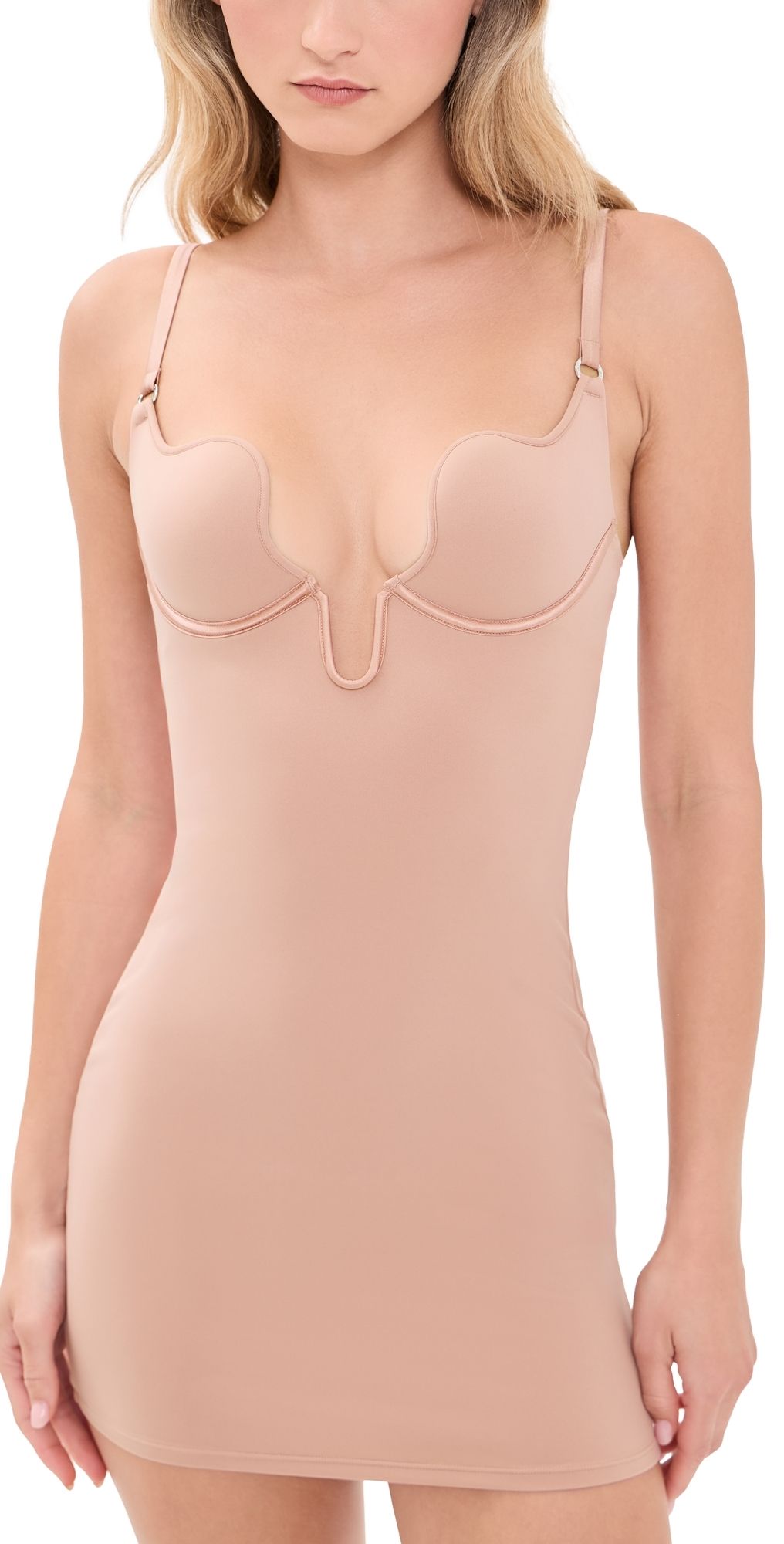 Fleur du Mal Le Stretch Micro U-Plunge Mini Slip Tan XS
