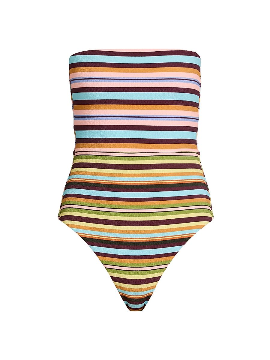 Women's Amber Strapless One-Piece Swimsuit - Paradise Stripe - Size XS