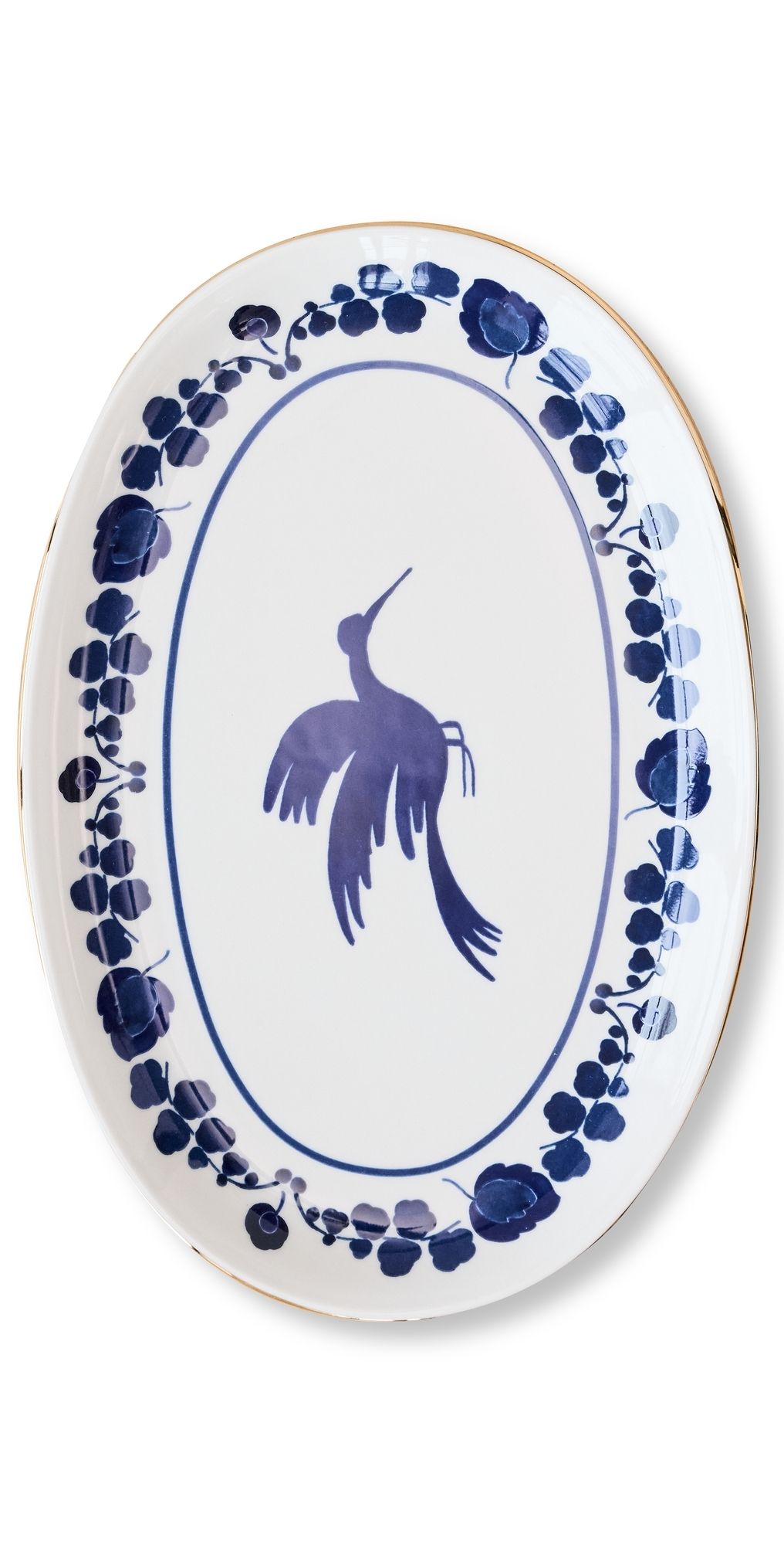 La DoubleJ Oval Platter Wildbird Blu One Size