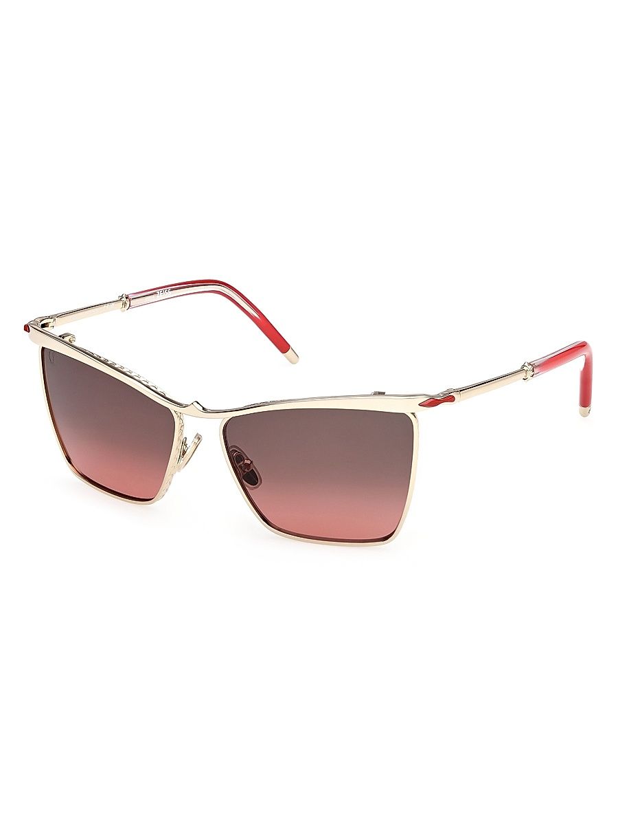 Women's Hot Chick 56MM Rectangular Sunglasses - Gold Red