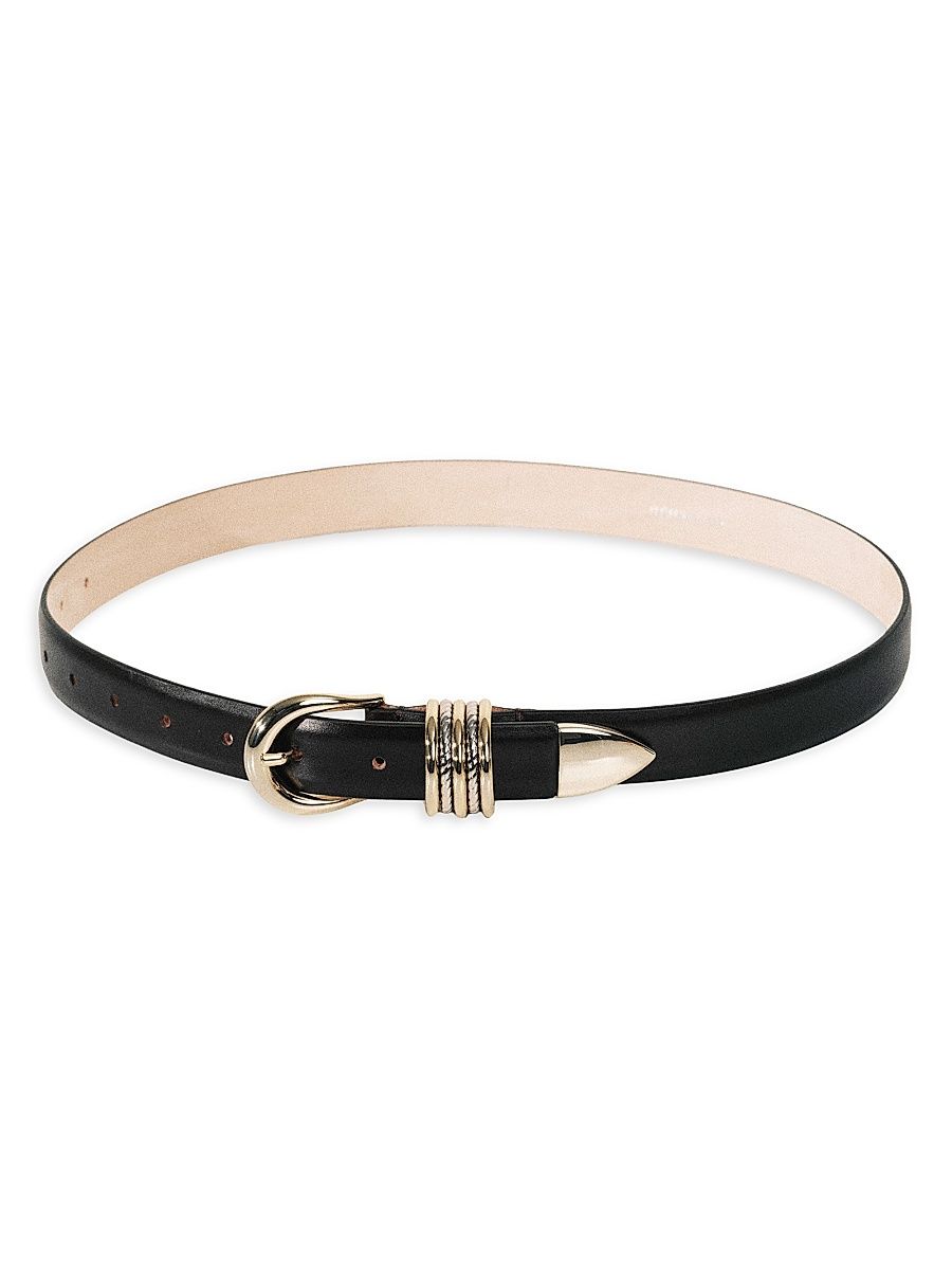 Women's Helica Leather Belt - Black And Mixed Metal - Size Large